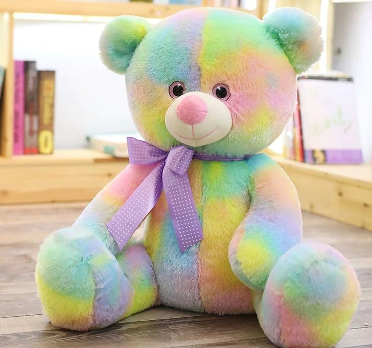 Gradient Rainbow Teddy Bear – Soft Plush Stuffed Toy
